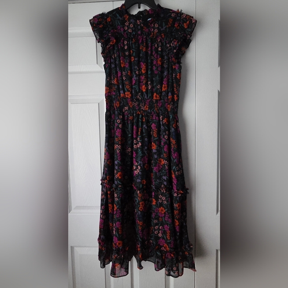 NWOT CeCe Floral-Printed Ruffled Cap-Sleeve Midi Dress - Picture 2 of 12